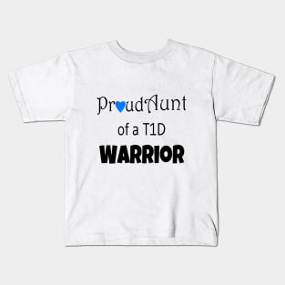 Proud Aunt - Black Text - Blue Heart Kids T-Shirt